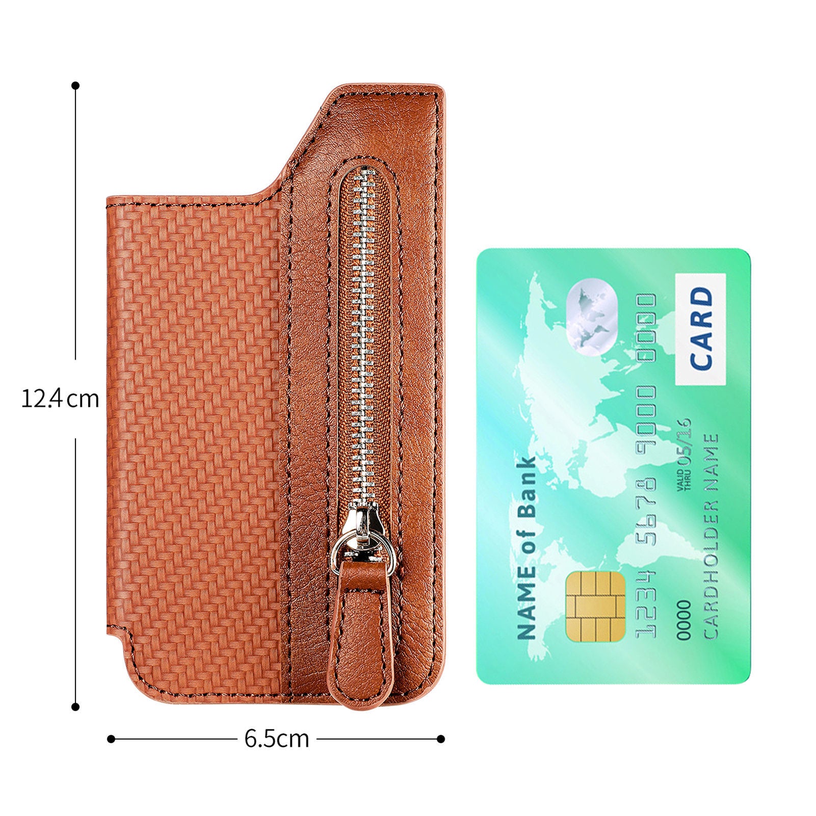 Card Holder Card Case Wallet Card Zipper Magnetic Snap Adhesive Portable Card Holder