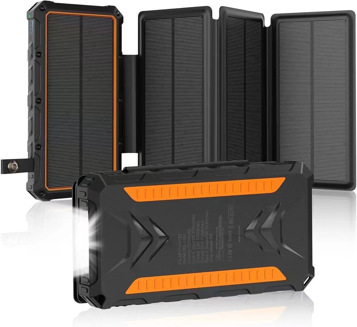 20,000mAh Foldable Solar-Powered Power Bank With Wireless Charging