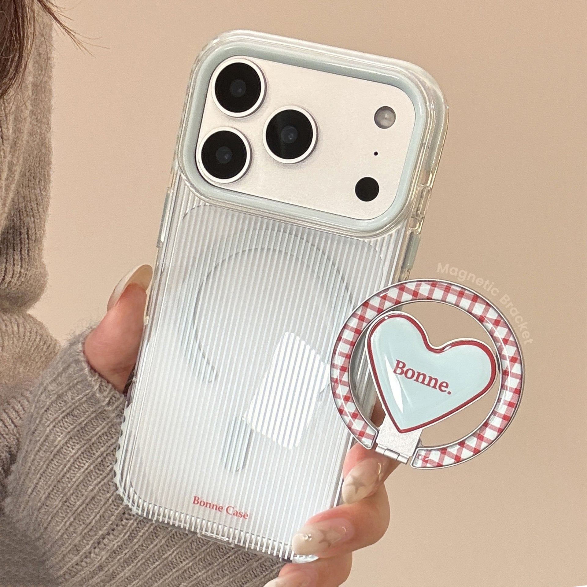 Blue And Red Striped Phone Case With A Magnetic Kickstand