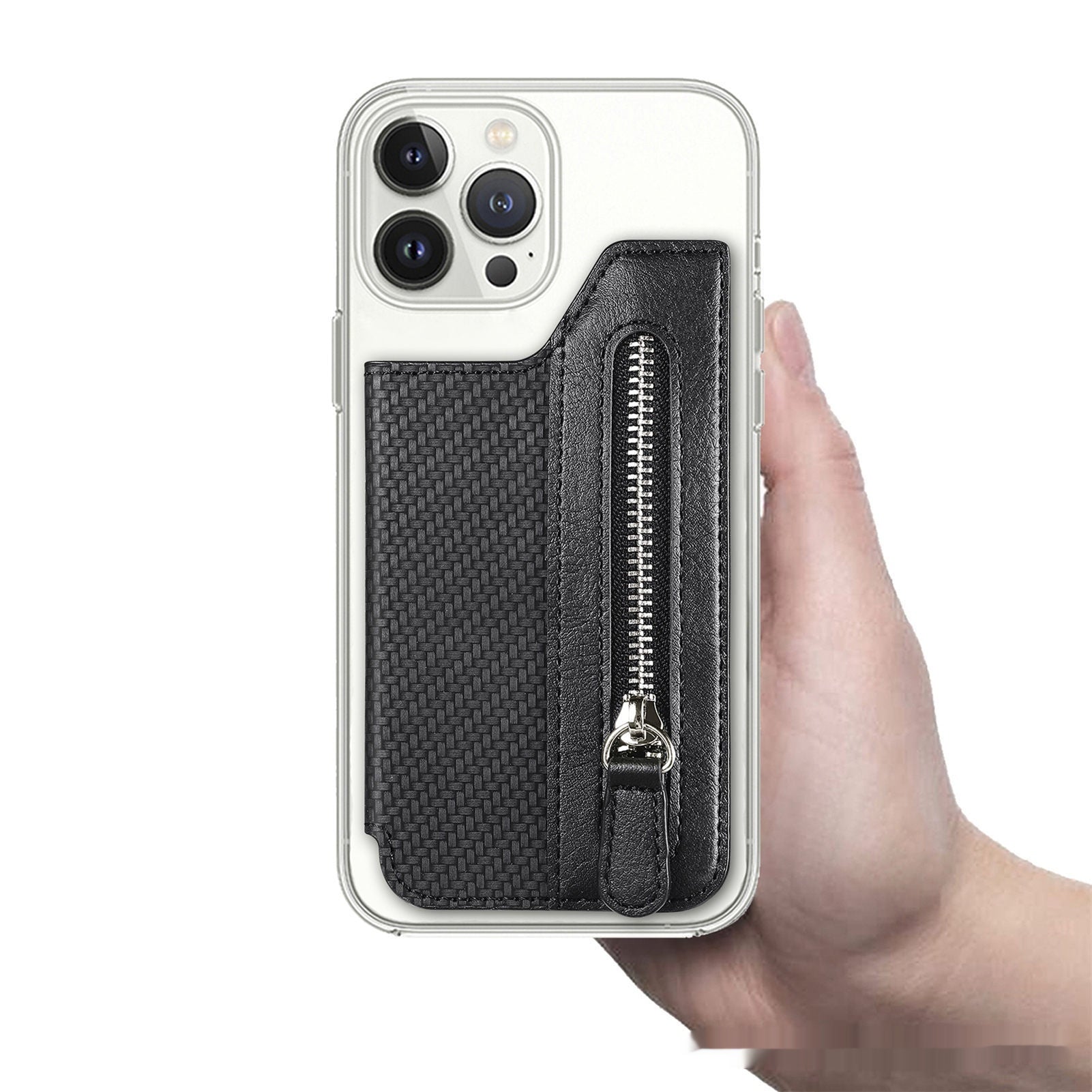 Card Holder Card Case Wallet Card Zipper Magnetic Snap Adhesive Portable Card Holder