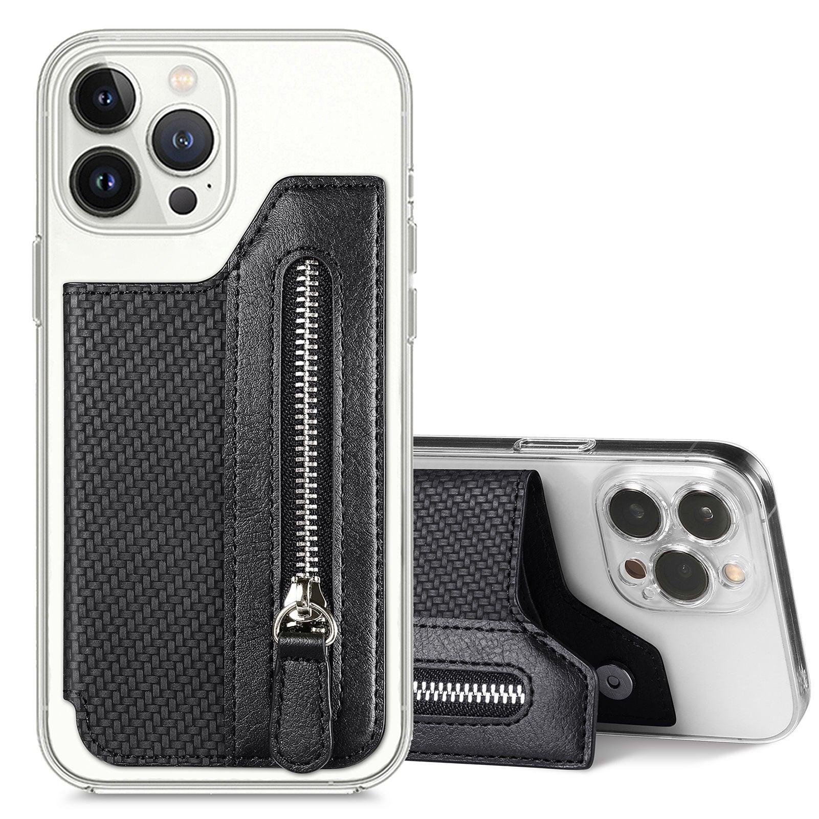 Card Holder Card Case Wallet Card Zipper Magnetic Snap Adhesive Portable Card Holder