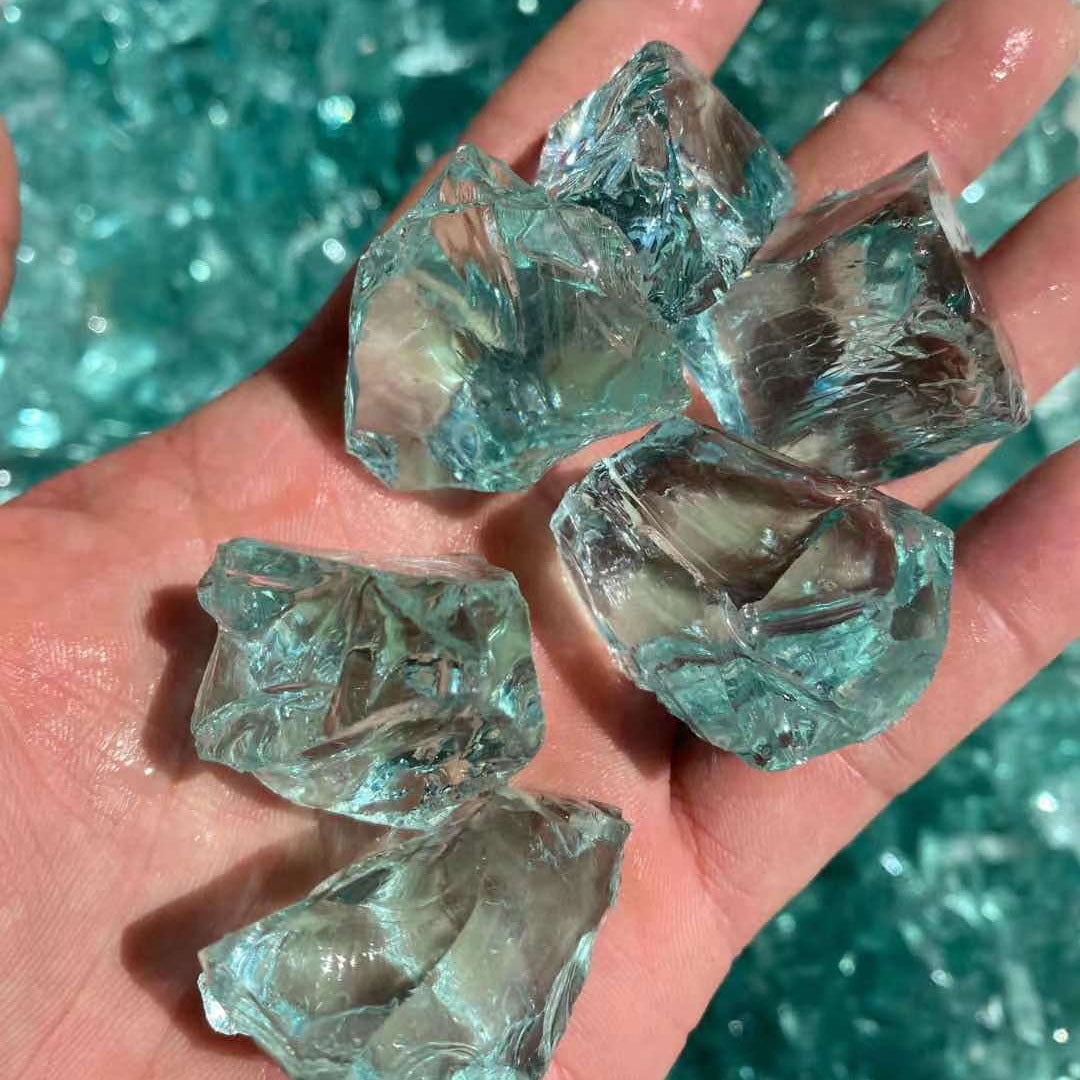 Light Blue Glass Crystal Stone Scenery